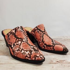 Just Fab Subtle Sophisticate Coral Snake Print Block Heel Shoes Size 6.5